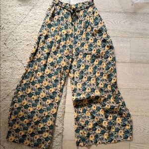 Ulla Johnson Floral Wide Leg Pants - Yellow and Green